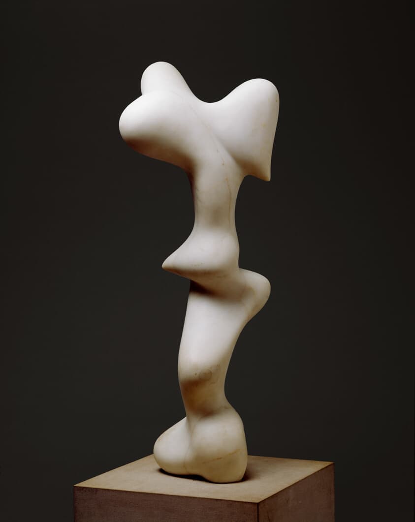 A work made of white marble.