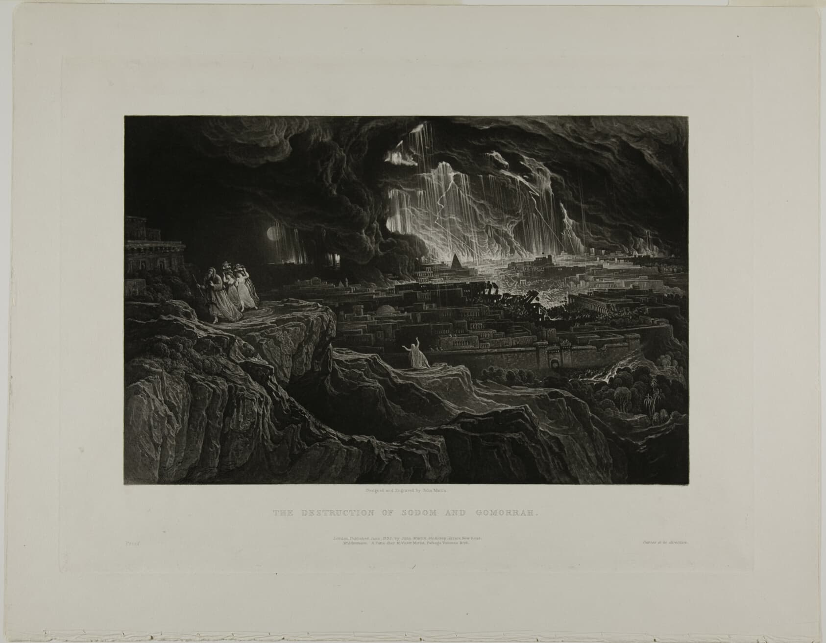 A work made of mezzotint with etching in black on ivory wove paper.